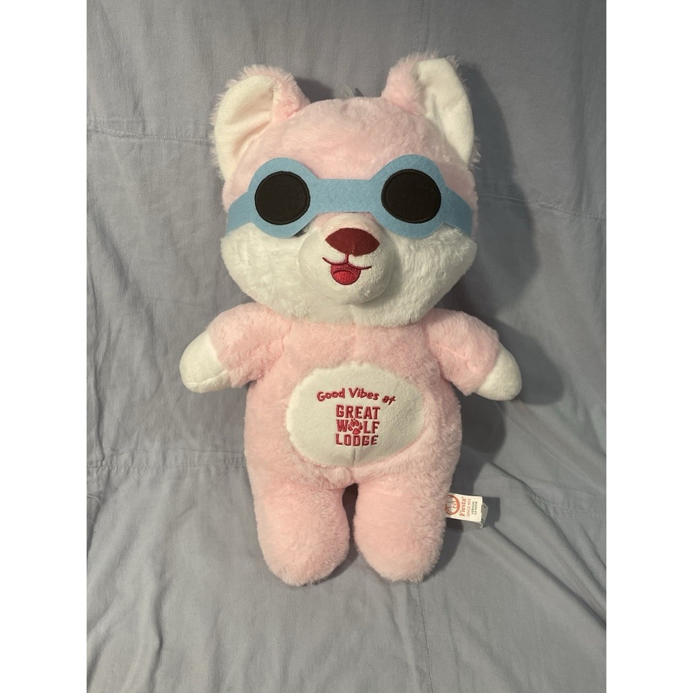 NEW Fiesta 17" Pinkβ Wolf Plush w/ Glasses "Good Vibes at Great Wolf Lodge"